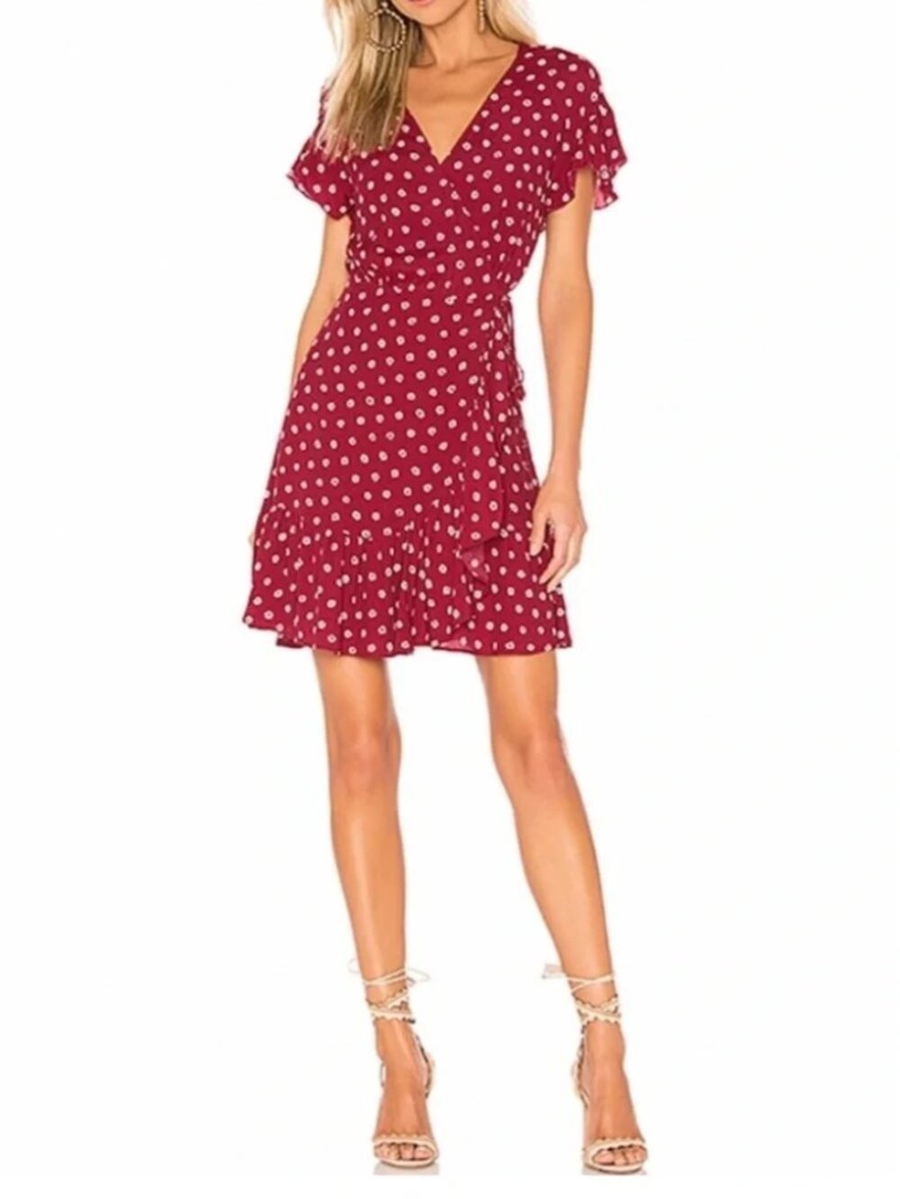 RAILS Koreen Wildflower Wrap Mini Dress Red Ditsy Floral Print Women's Size M